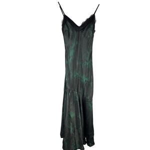 Topshop Lace Maxi Fishtail  Slip Dress Green Print Size US 4